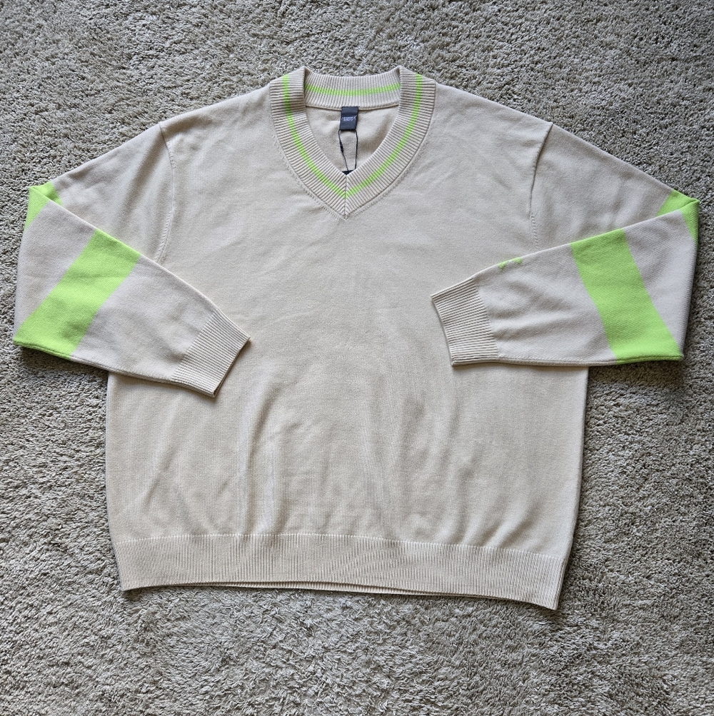 Savage×Fenty V Neck Sweater Size XL Cleam Neaon Green Pullover